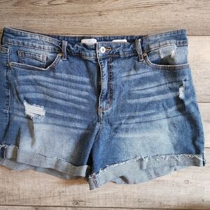 Sofia by Sofia Vergara Distressed Blue Jean Shorts